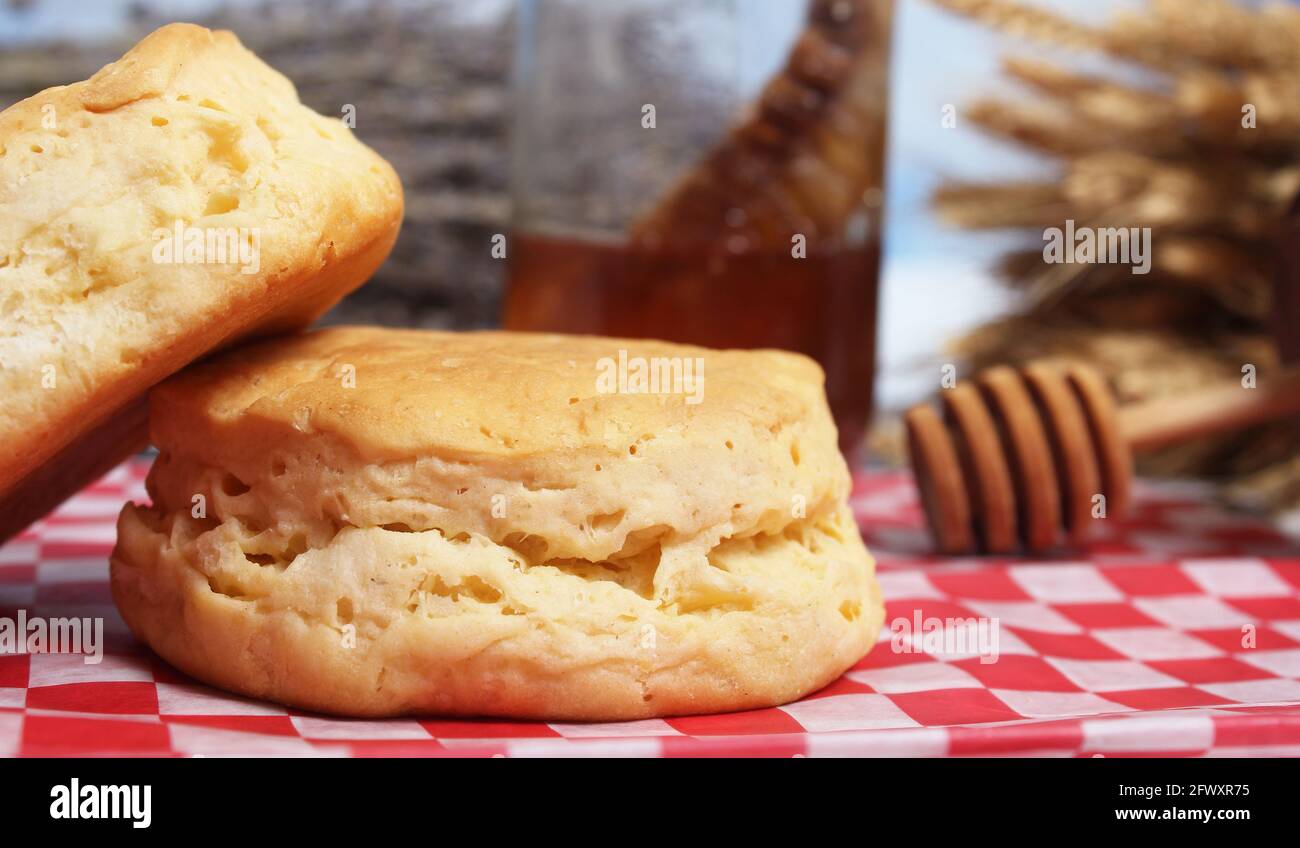 Biscotti al miele e al grano primo piano Foto Stock