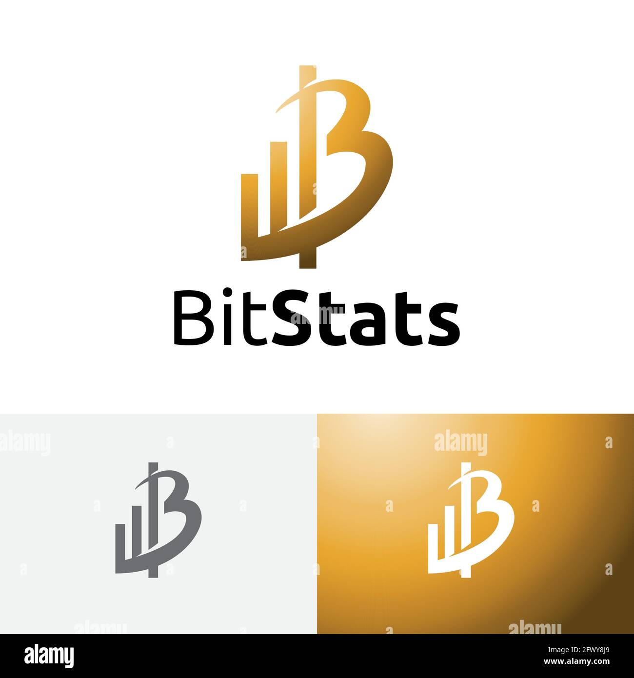 Bit Bitcoin Business Management Money profit Statistics Logo. Illustrazione Vettoriale