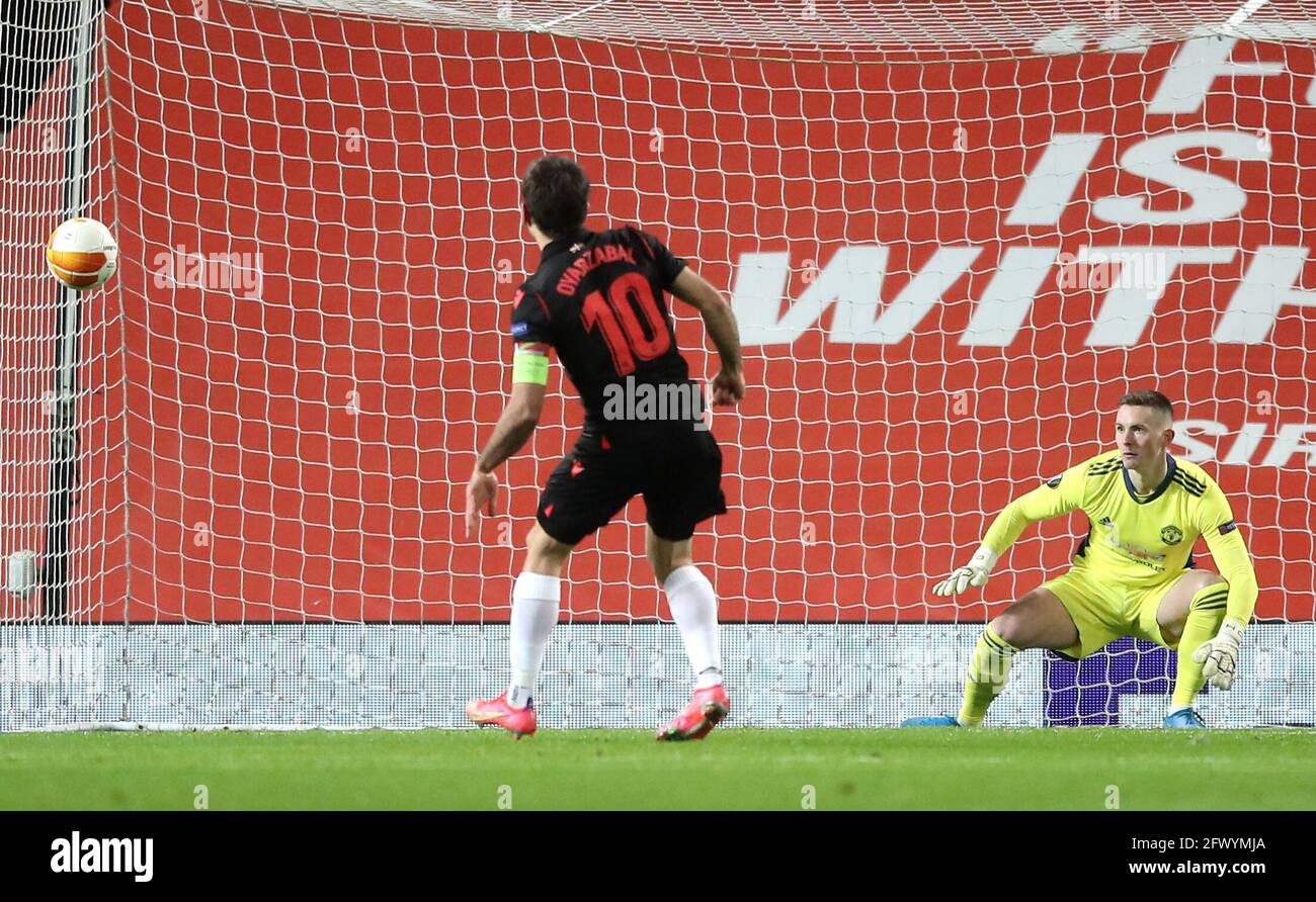 File foto datata 25-02-2021 di Mikel Oyarzabal di Real Sociedad manca una pena. Data di emissione: Martedì 25 maggio 2021. Foto Stock