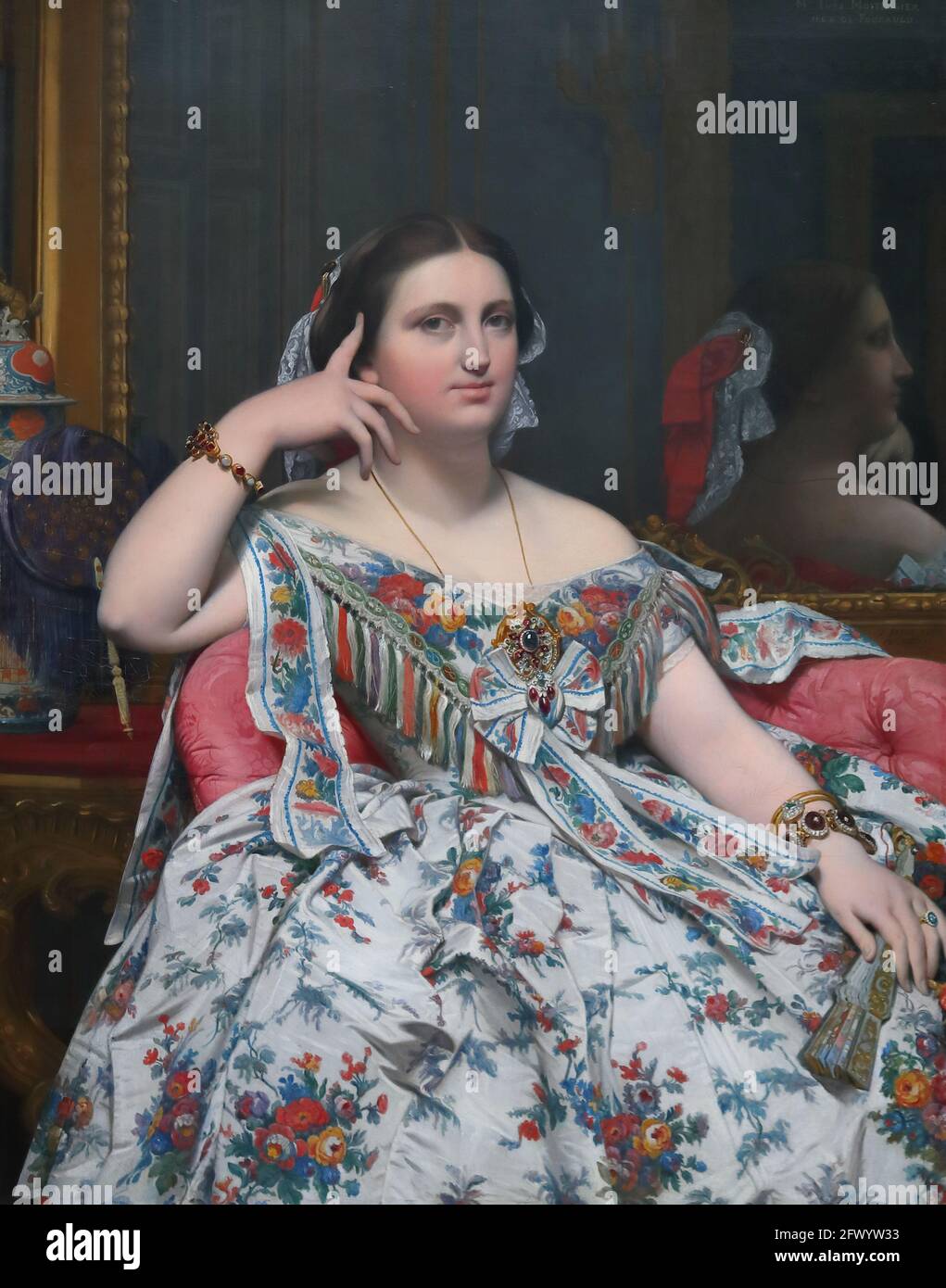 Madame Moitessier del pittore neoclassico francese Jean Auguste Dominique Ingres alla National Gallery di Londra, Regno Unito Foto Stock