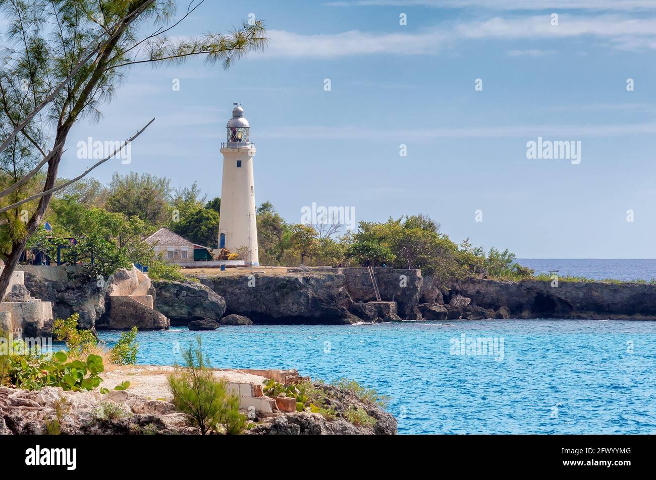 Bel faro a Negril, Giamaica Foto Stock