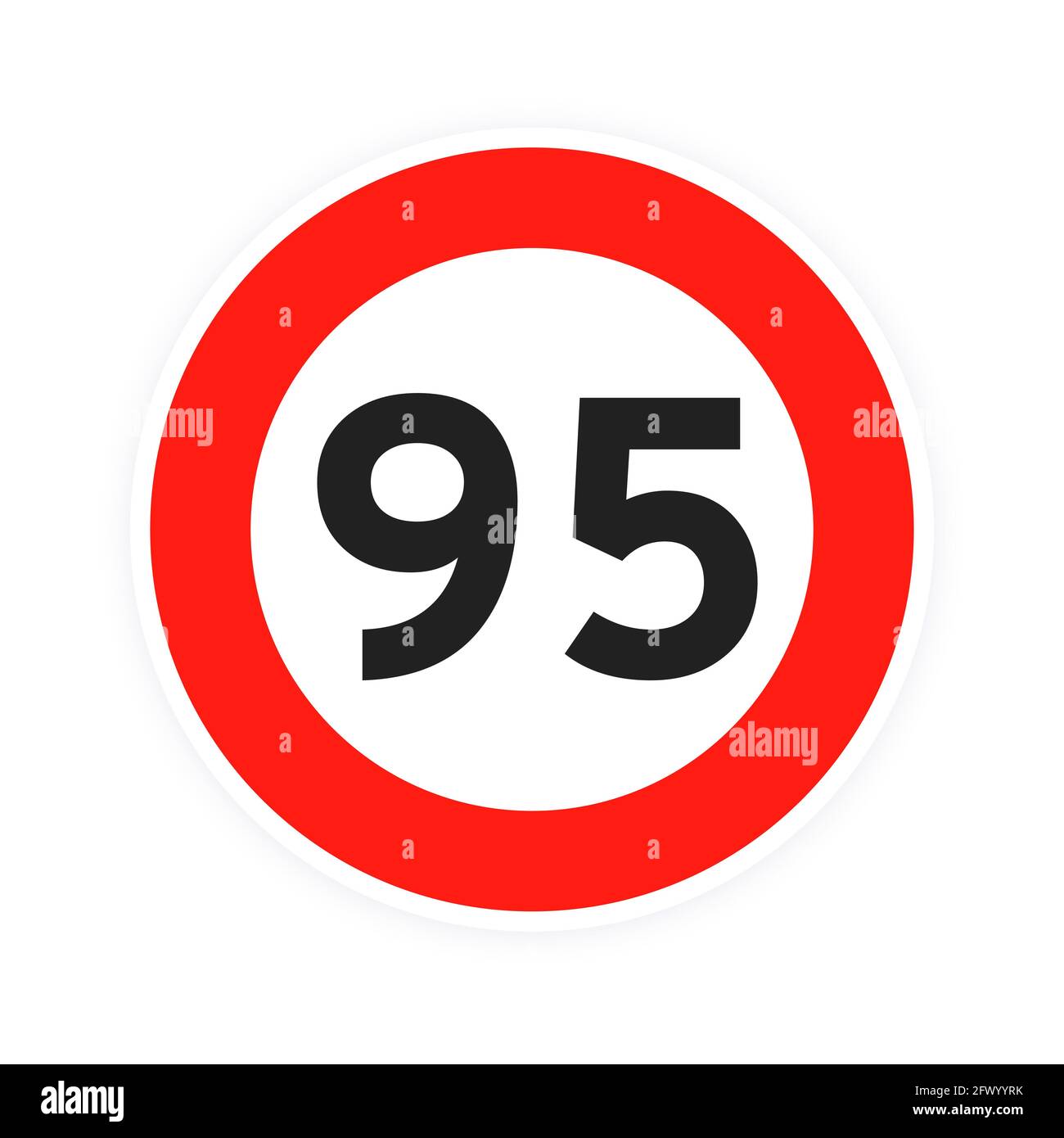 Limite di velocità 95 traffico circolare icona segno stile piano disegno vettoriale. Illustrazione Vettoriale