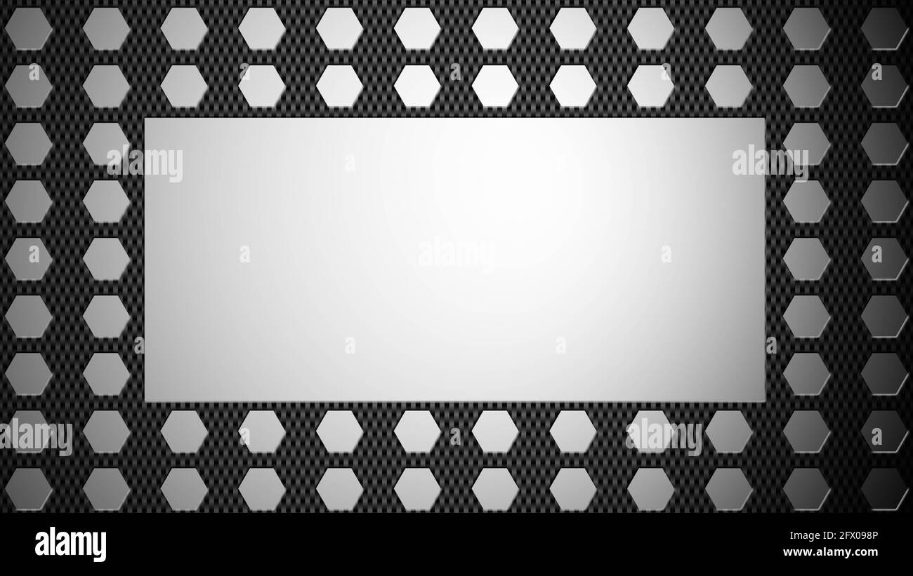 struttura a mosaico in grigio di elementi a nido d'ape su sfondo scuro nel design a carboni attivi - passaggio allo spazio libero per il Testo o messaggio - 3D Illustrati Foto Stock