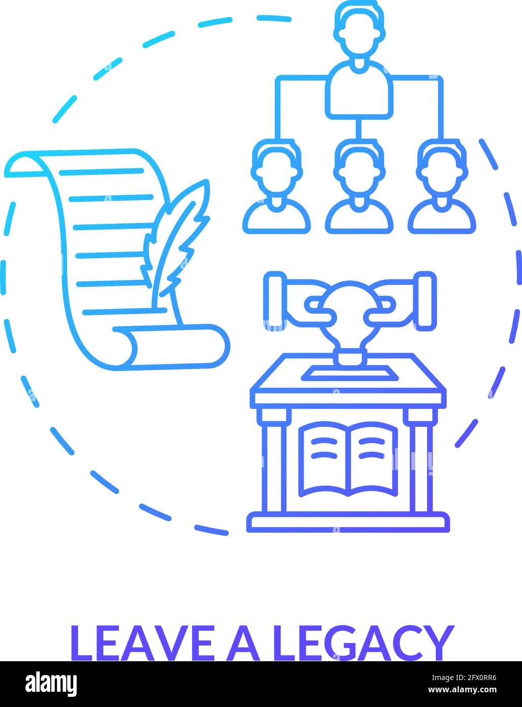 Lasciare un'icona di concetto di gradiente navy legacy Illustrazione Vettoriale