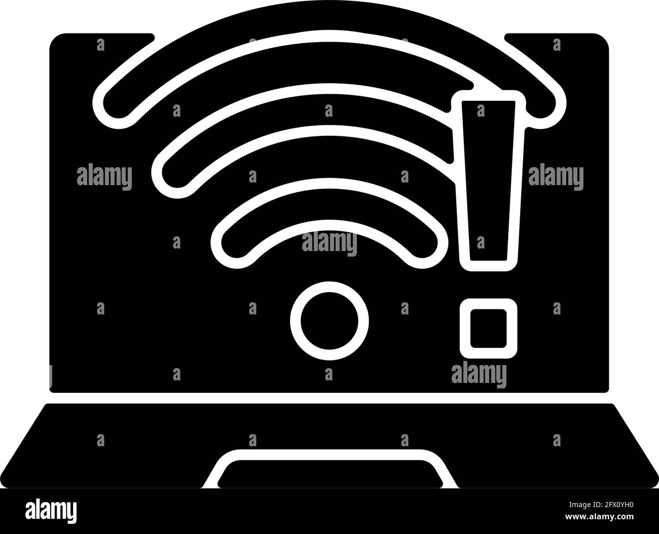 Wi fi non funziona icona glifo nero Illustrazione Vettoriale