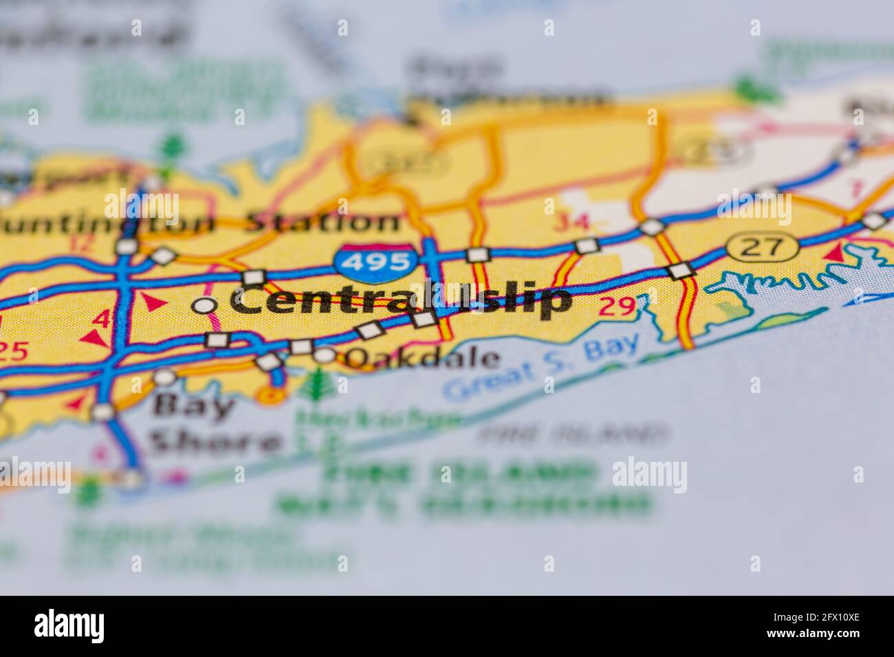 Central Islip New York USA è mostrato su una mappa geografica o su una mappa stradale Foto Stock