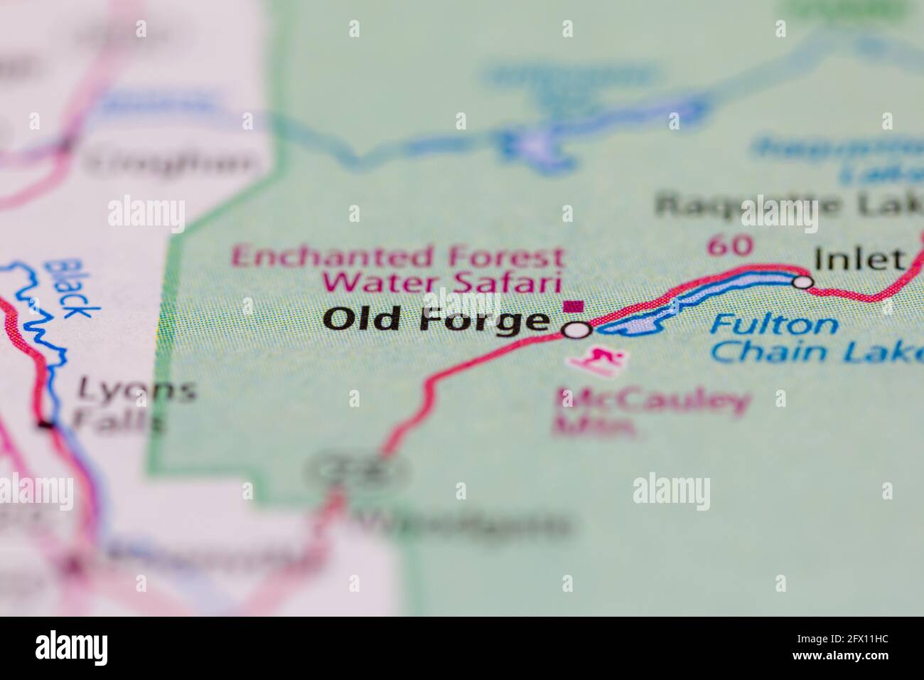 Old Forge New York USA è mostrato su una mappa geografica o su una mappa stradale Foto Stock