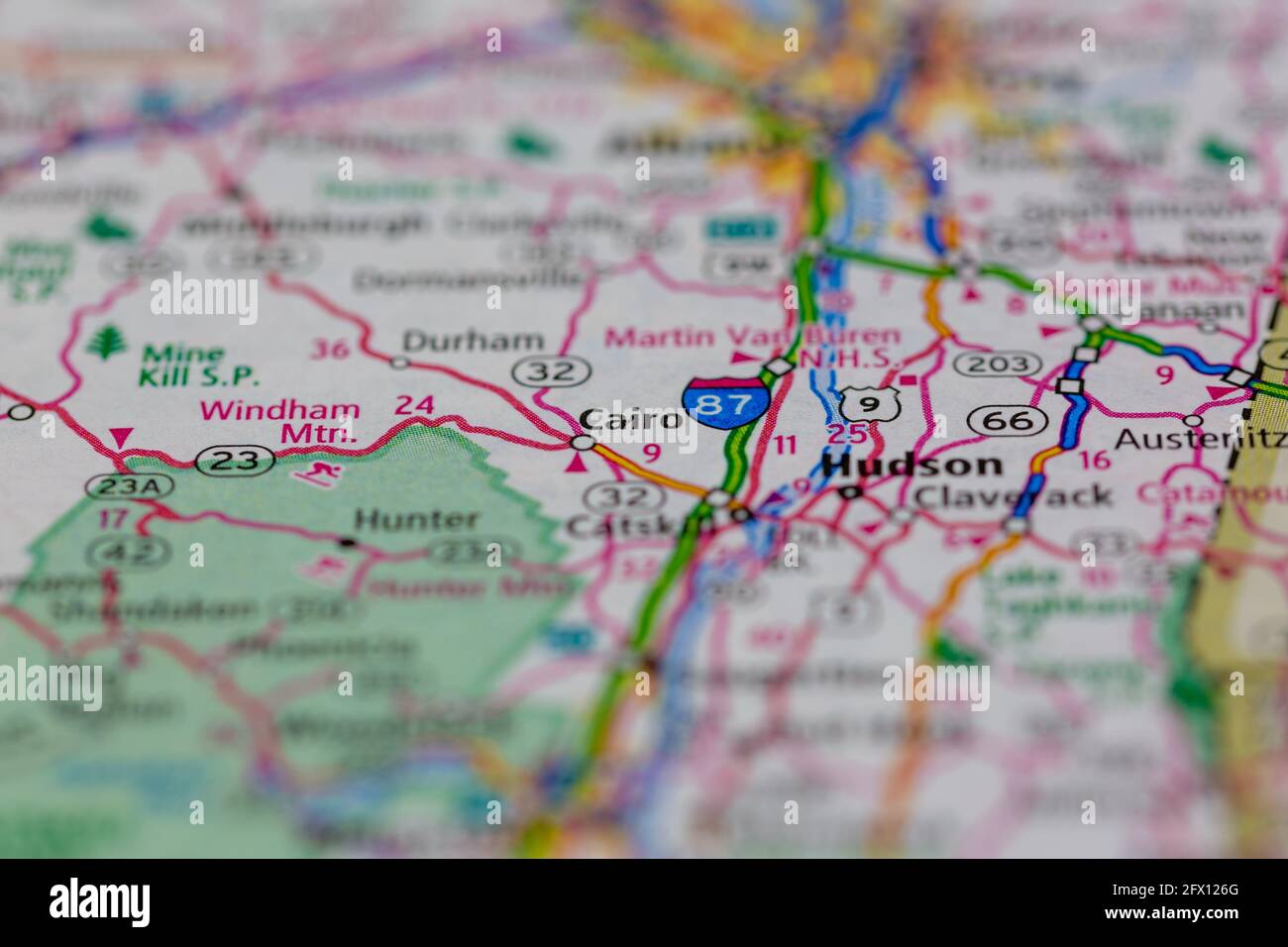 Cairo New York USA su una mappa geografica o su una mappa stradale Foto stock Alamy