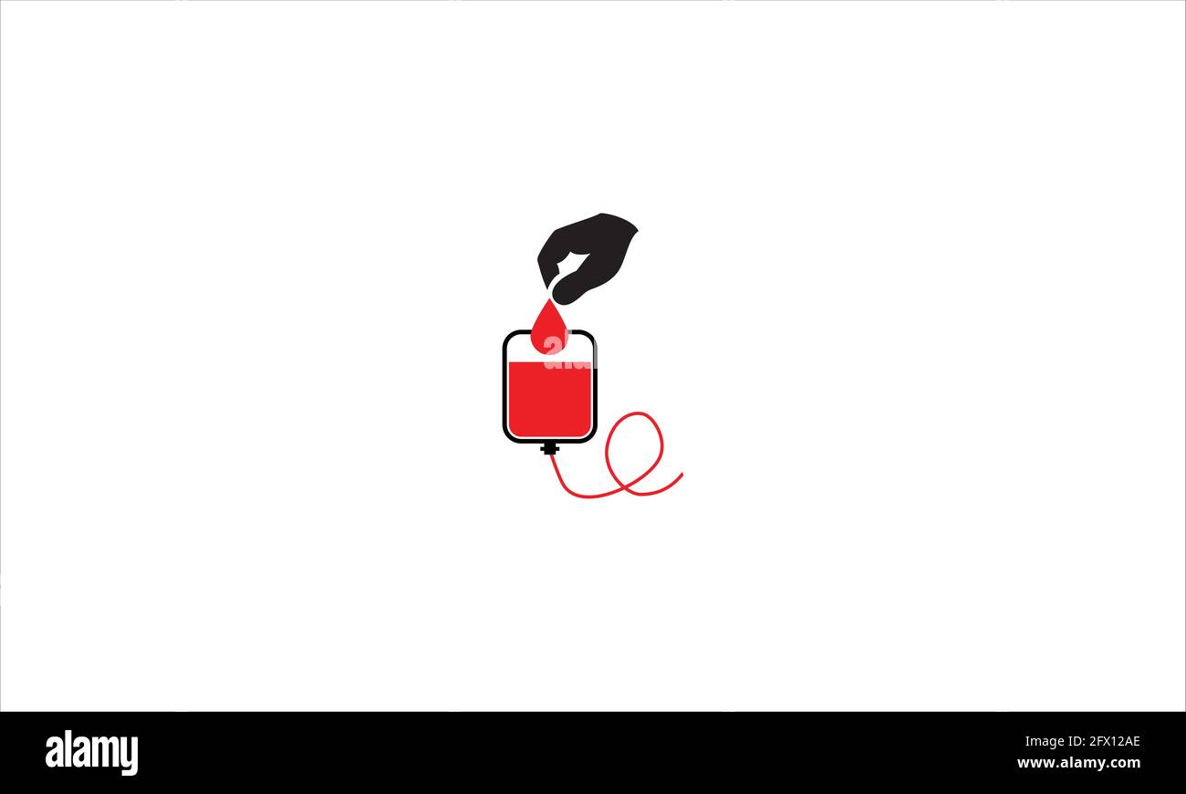 Donare la sacca di sangue o il logo dell'icona del flacone illustrazione vettoriale in un design piatto e minimal Illustrazione Vettoriale