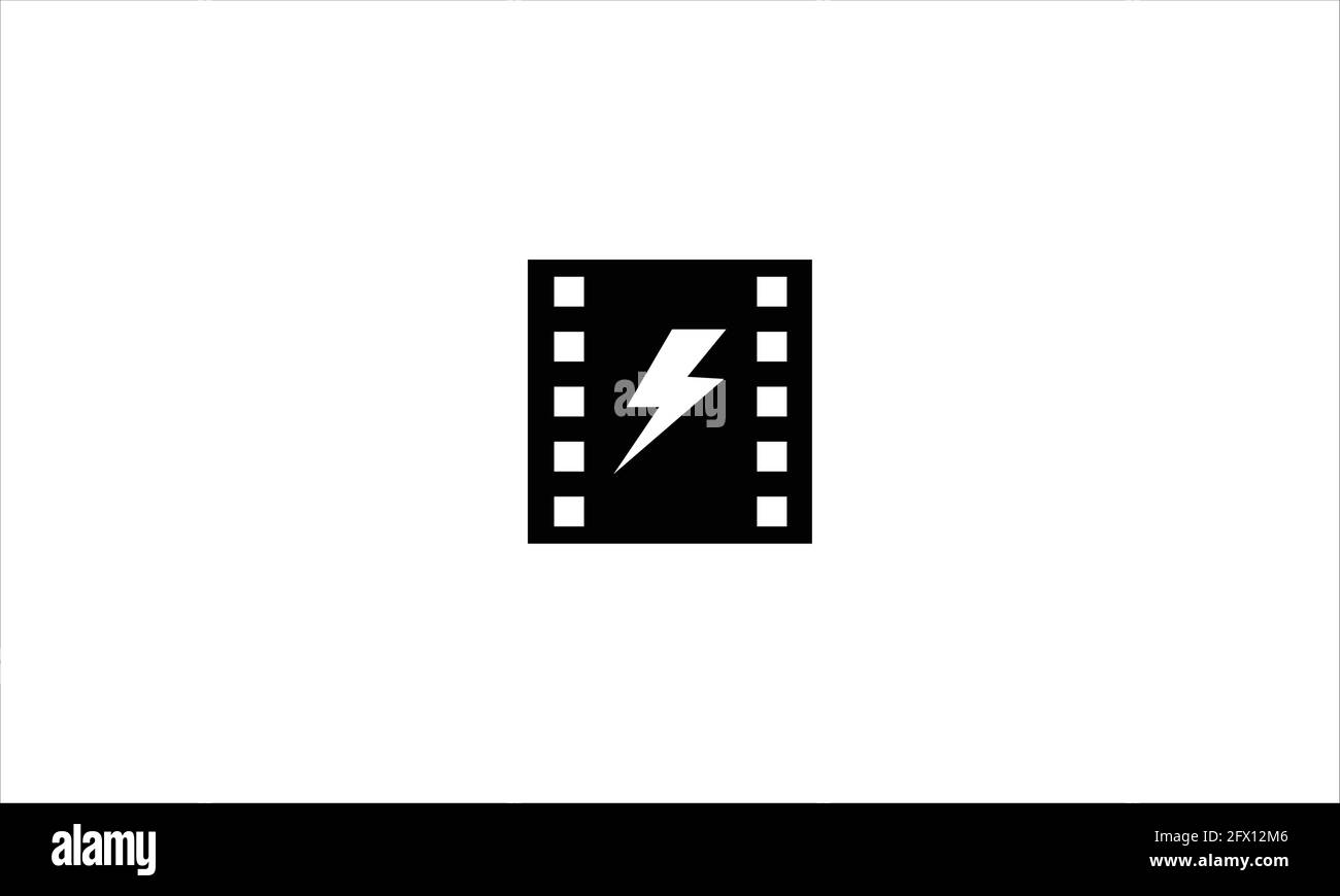 Simbolo Lightning Bolt con icona Video Frame modello di illustrazione vettoriale con logo Illustrazione Vettoriale