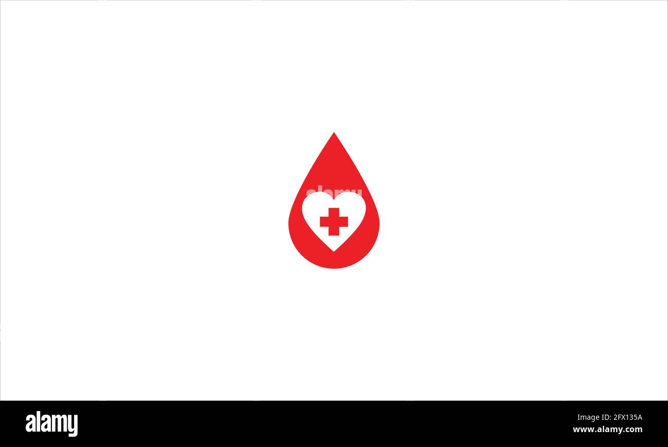 Donor Blood Drop o Vector illustrazione concettuale della donazione di sangue dal logo dell'icona del cuore in un design minimalista Illustrazione Vettoriale