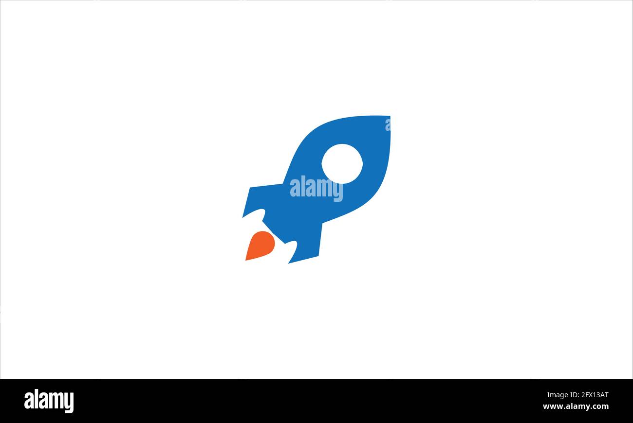 Disegno piatto dell'icona di lancio di Rocket immagine del modello del logo vettoriale Illustrazione Vettoriale