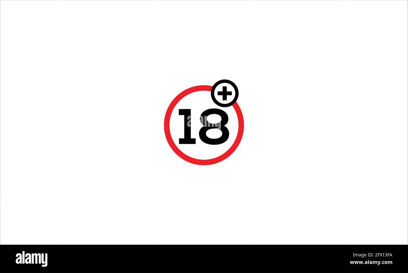 18 più simbolo della pagina dell'icona per il vostro disegno di web site o logo vettoriale del limite di età in un modello piatto minimo illustrazione vettoriale Illustrazione Vettoriale
