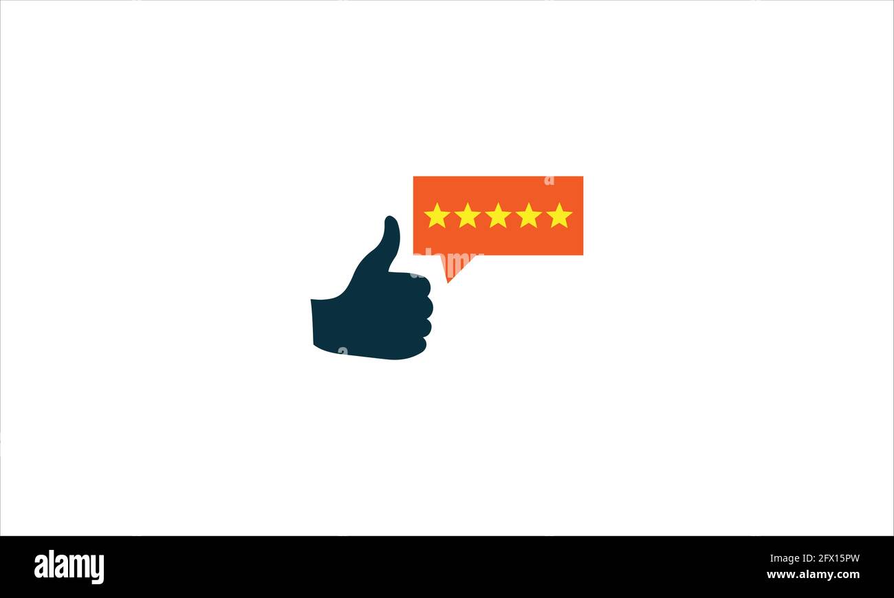 Feedback dei clienti Valutazione della soddisfazione progettazione di icone per il settore Digital Marketing logo dell'icona concept o feedback a cinque stelle Illustrazione Vettoriale