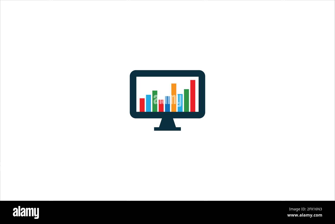 Diagramma di crescita sul display icona vettoriale business grafico a barre finanziario diagramma grafico illustrazione del logo Illustrazione Vettoriale