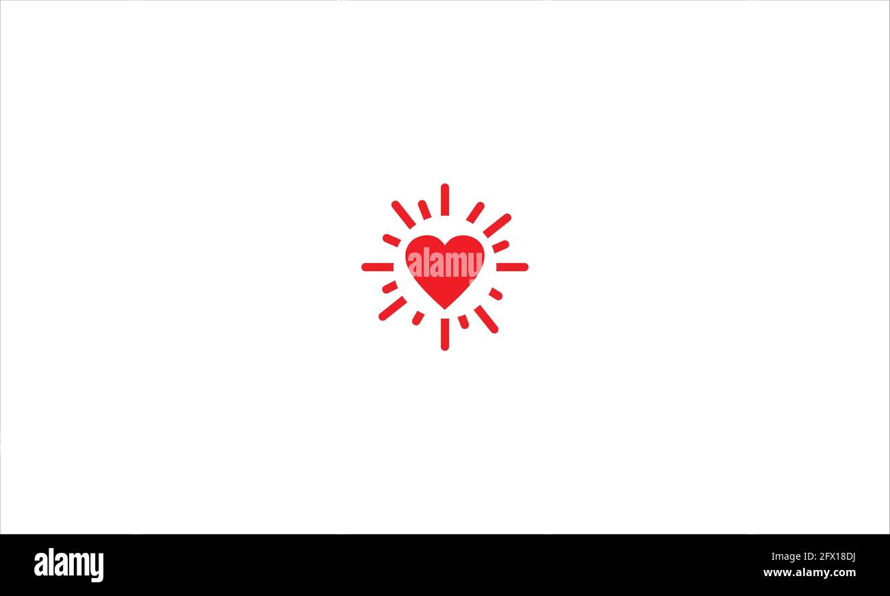 Illustrazione carina del cuore luminoso. Icona moderna semplice vettore cardiaco, simbolo grafico piatto in stile trendy piatto design. Illustrazione Vettoriale