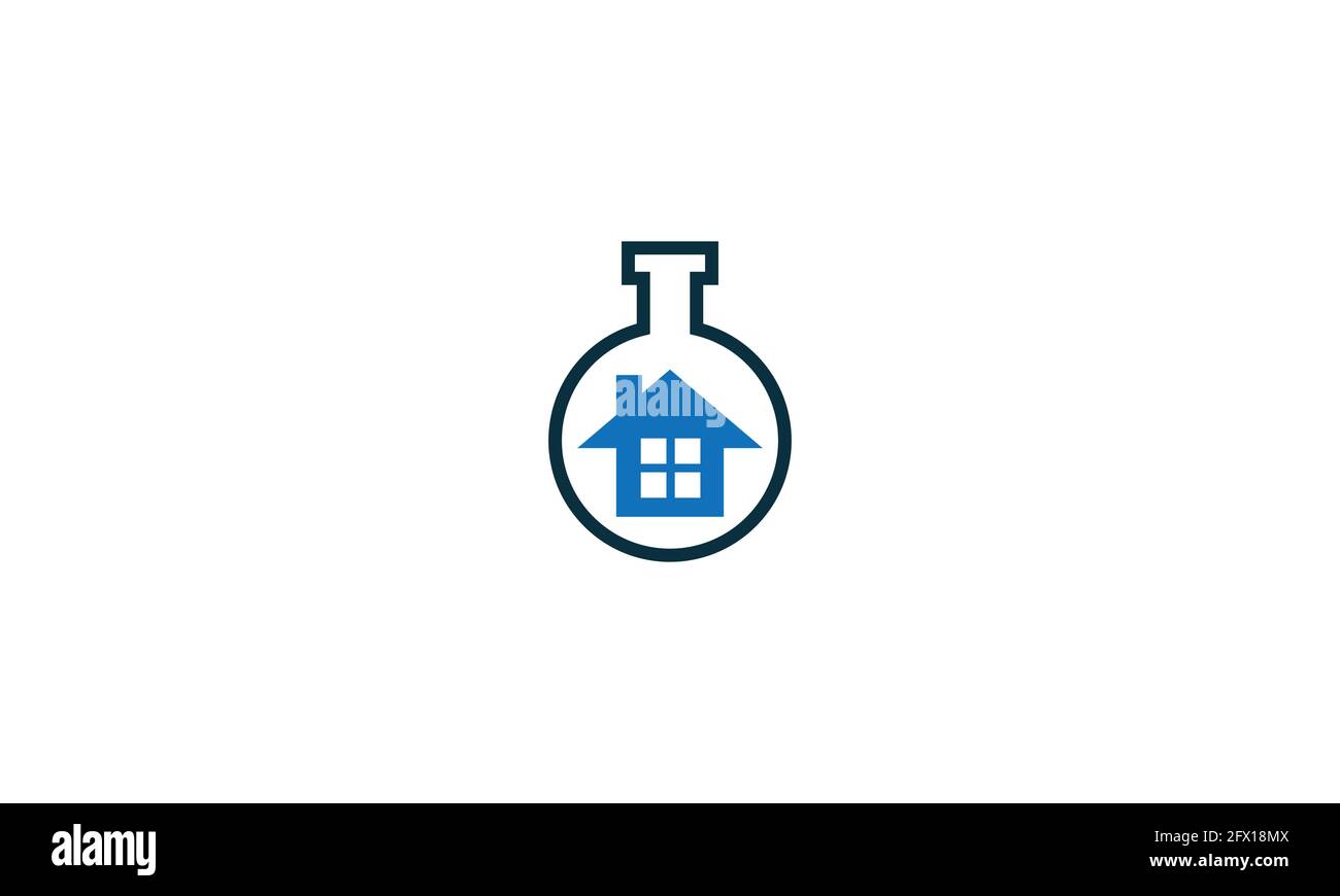 Design del logo del laboratorio della casa. Concetto di logo Creative House e Laboratory. Modello logo icona vettore Illustrazione Vettoriale