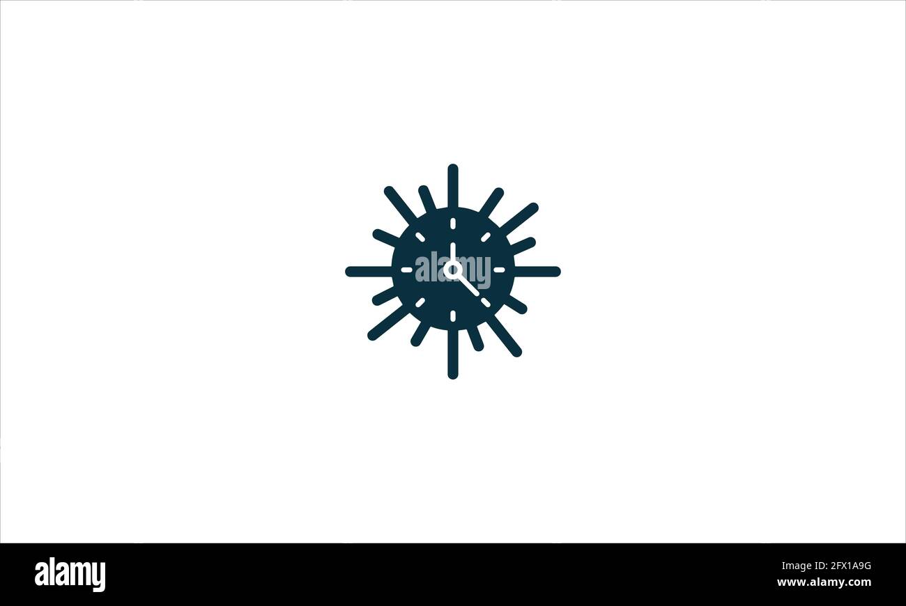 Orologio da parete con raggi icona nera Logo illustrazione del design Illustrazione Vettoriale