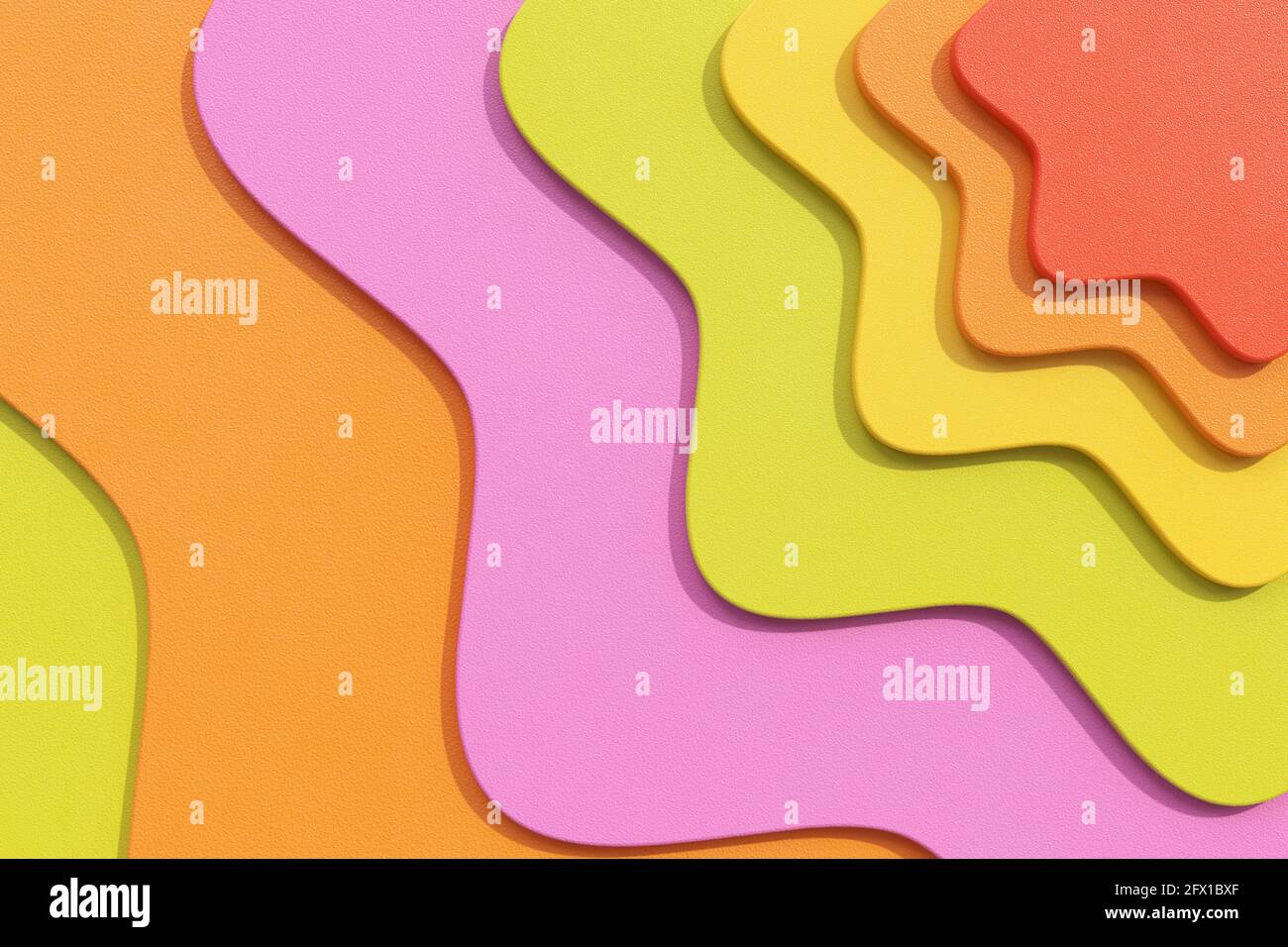 Astratto colorato Geomerico forme ondulate sfondo texture con strati sovrapposti closeup estremo. Rendering 3d Foto Stock