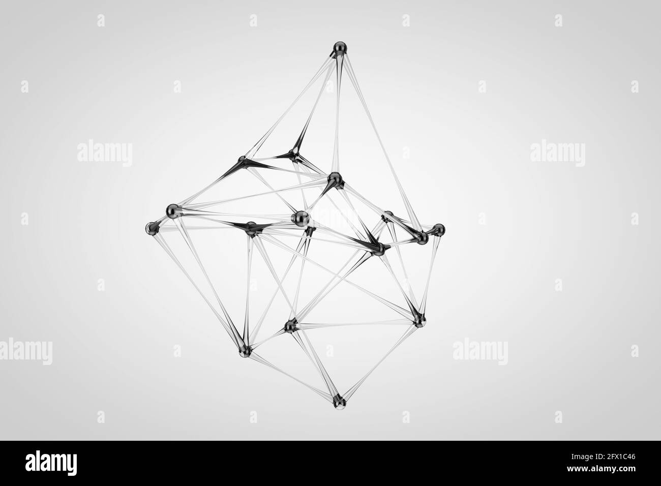 Astratto Scienza Medical Atom o Molecule Glass struttura su sfondo bianco. Rendering 3d Foto Stock