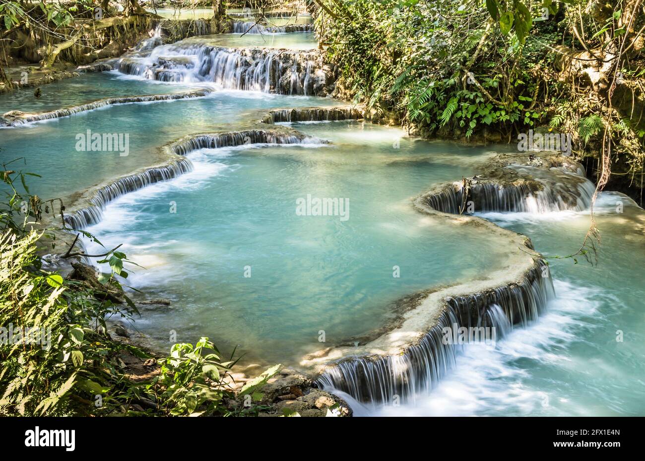 Cascate di Kuang si - Cascate di Luang Prabang - Laos PDR Foto Stock