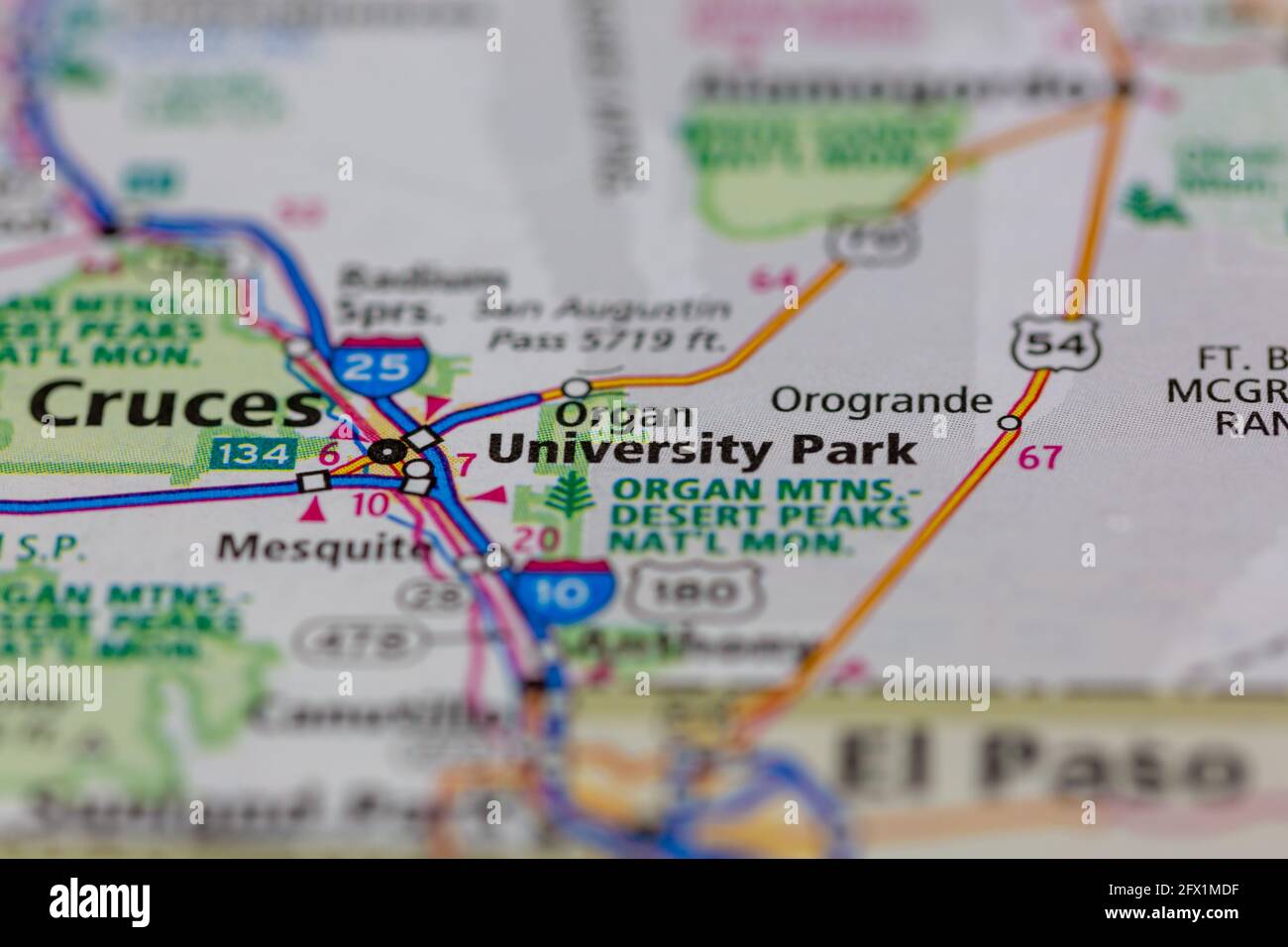 University Park New Mexico USA mostrato su una mappa geografica o su strada ma Foto Stock