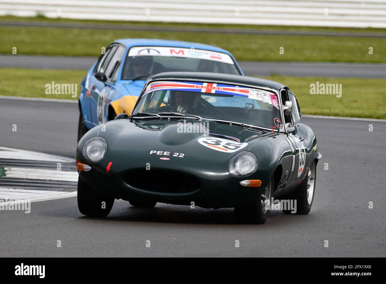 Robert Gate, Jaguar e-Type, HSCC 70's Road Sports Championships, 1980's Production Car Challenge, International Trophy Meeting, Silverstone Grand Prix Foto Stock