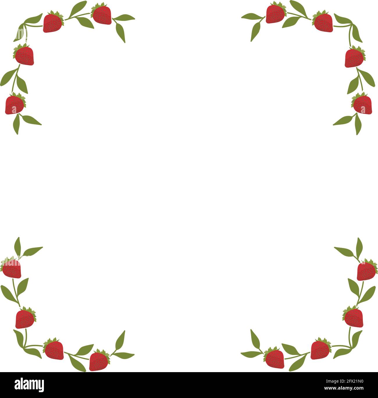 frutta di fragola isolata su bianco Illustrazione Vettoriale