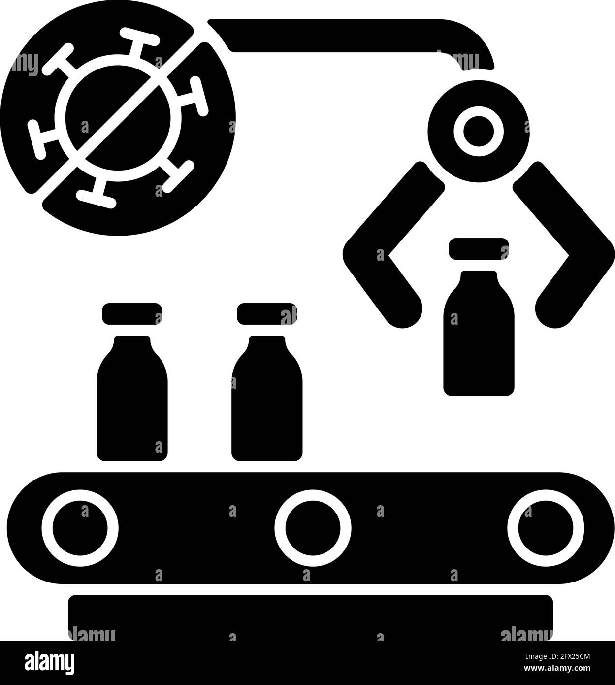 Produttore di vaccini icona glifo nero Illustrazione Vettoriale