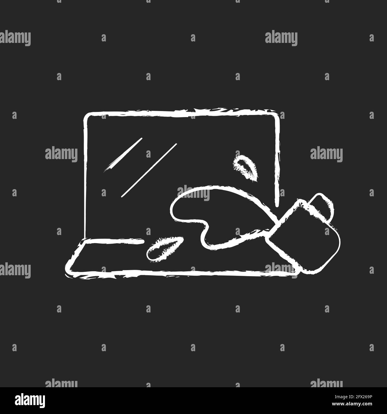 Danno all'acqua icona bianca gesso su sfondo nero Illustrazione Vettoriale