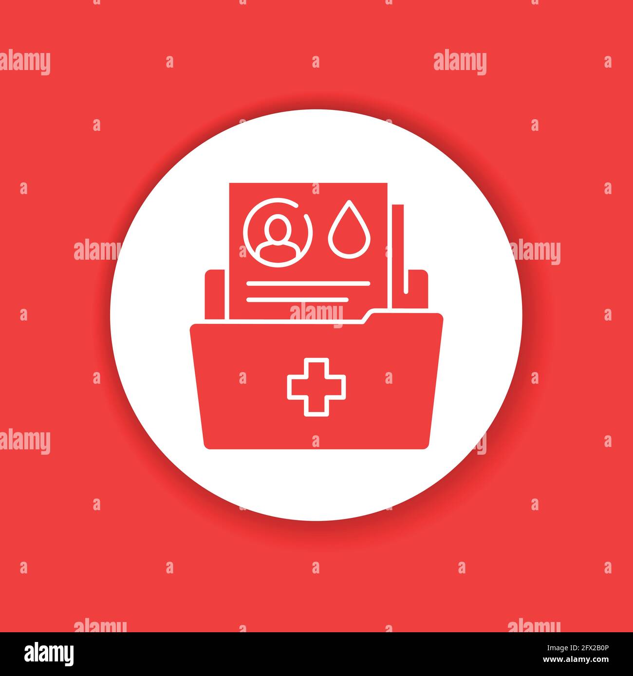 Icona del glifo del colore della cartella dei file medici. Anamnesi della malattia del paziente. Elenco del concetto di donatori per trasfusioni di sangue. Pittogramma per Web, app mobile, promo. UI UX d Illustrazione Vettoriale