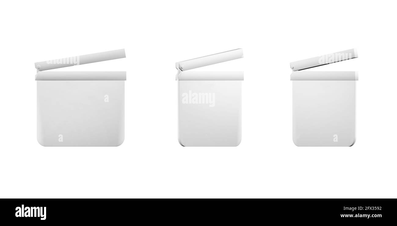 Mokup clapperboard isolato su sfondo bianco - rendering 3d Foto Stock