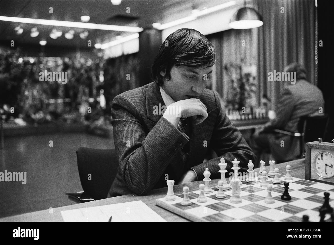 1° turno, Anatoli Karpov in azione, 2 novembre 1979, ritratti, scacchi, Tornei, Paesi Bassi, foto agenzia stampa del XX secolo, notizie da ricordare, documentario, fotografia storica 1945-1990, storie visive, Storia umana del XX secolo, che cattura momenti nel tempo Foto Stock