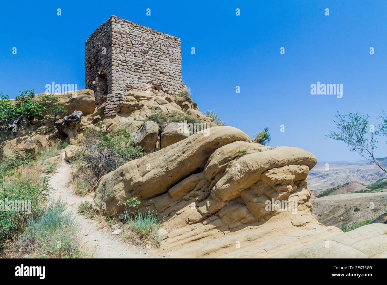 Torre al complesso monastico di Davit Gareja, Georgia Foto Stock