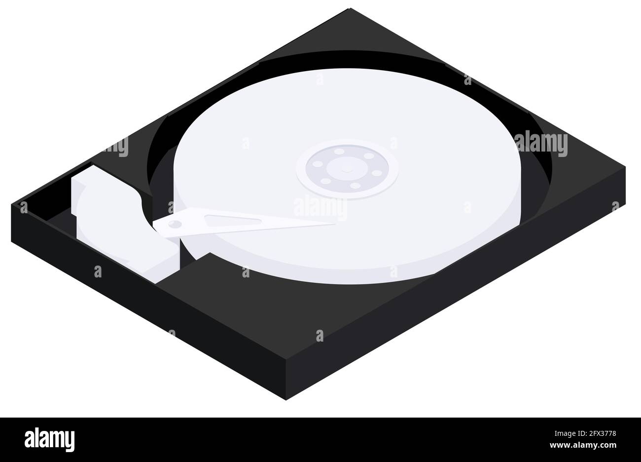 Unità disco rigido vettoriale dati di illustrazione isometrica. Parte del computer isolata in bianco. Illustrazione Vettoriale