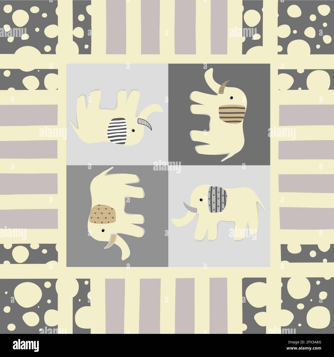 Simpatici animali elefante personaggio dei fumetti Illustrazione Vettoriale