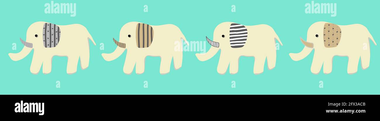 Simpatici animali elefante personaggio dei fumetti Illustrazione Vettoriale