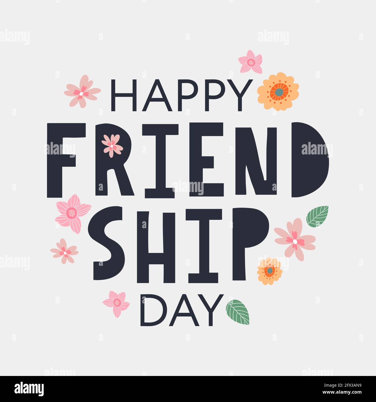 Biglietto d'auguri Happy Friendship Day. Per poster, volantino, banner per il modello di sito Web, schede, poster, logo Vector Illustrazione Vettoriale