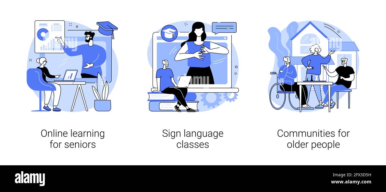 Illustrazioni vettoriali astratte di concetto della comunità e dell'istruzione. Illustrazione Vettoriale