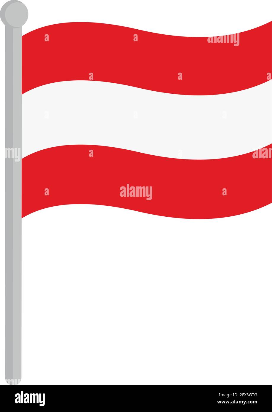 Immagine vettoriale della bandiera dell'Austria su un palo Illustrazione Vettoriale