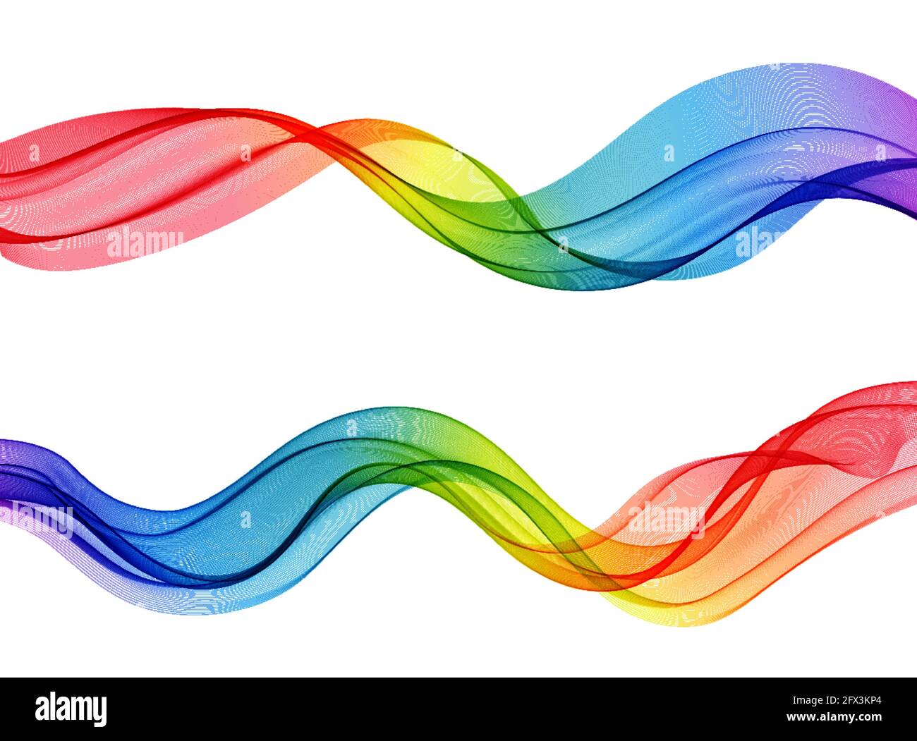 Vettore astratto linee colorate fluenti isolate su sfondo bianco. Elemento di design per la tecnologia, la scienza, la musica o il concetto moderno. Illustrazione Vettoriale