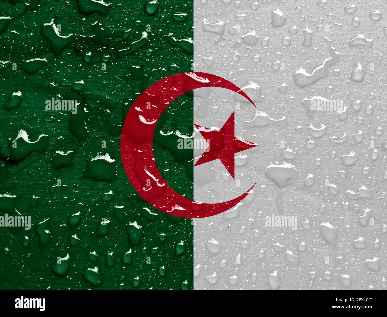 Bandiera di Algeria con gocce di pioggia Foto Stock