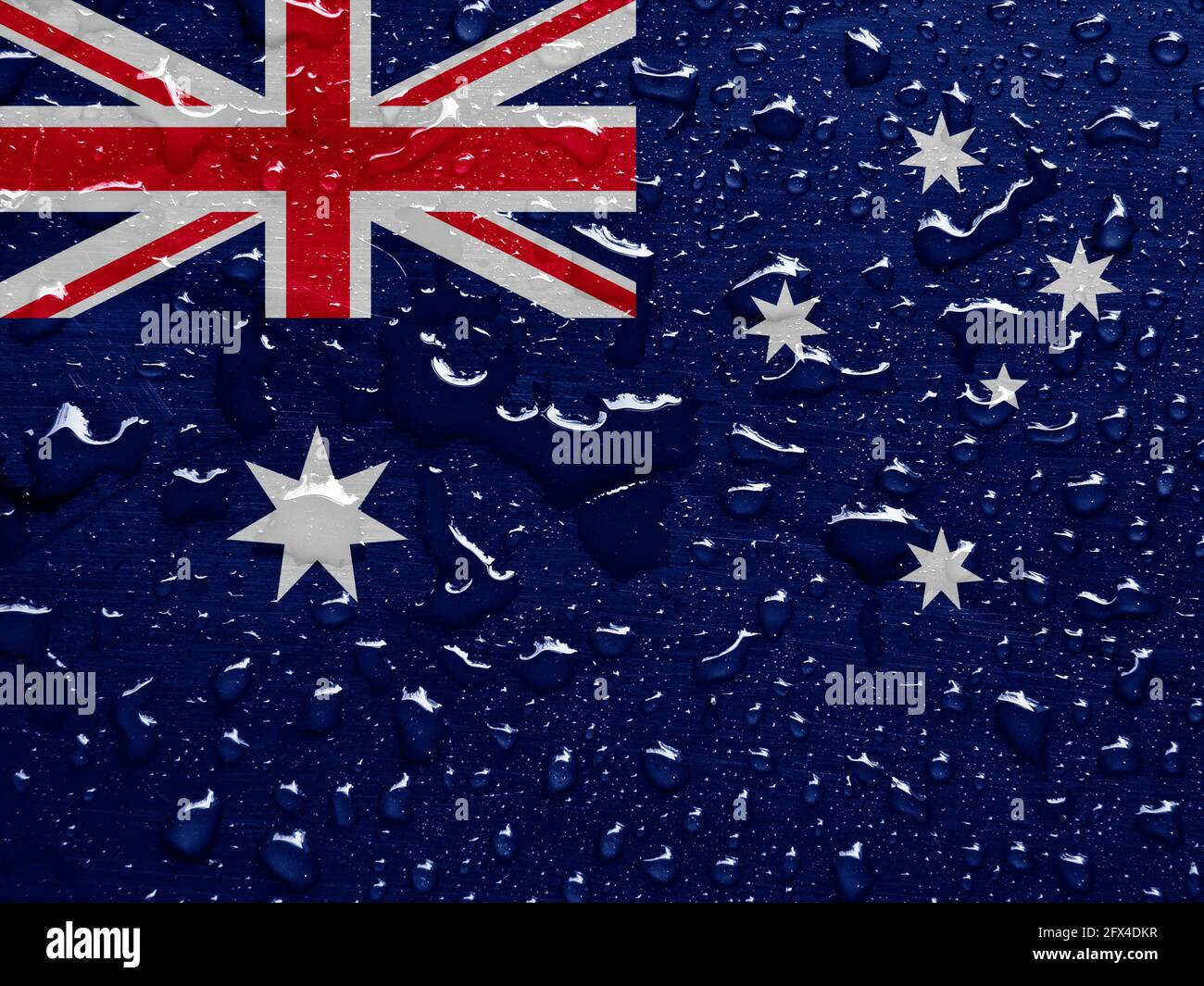 Bandiera di Australia con gocce di pioggia Foto Stock