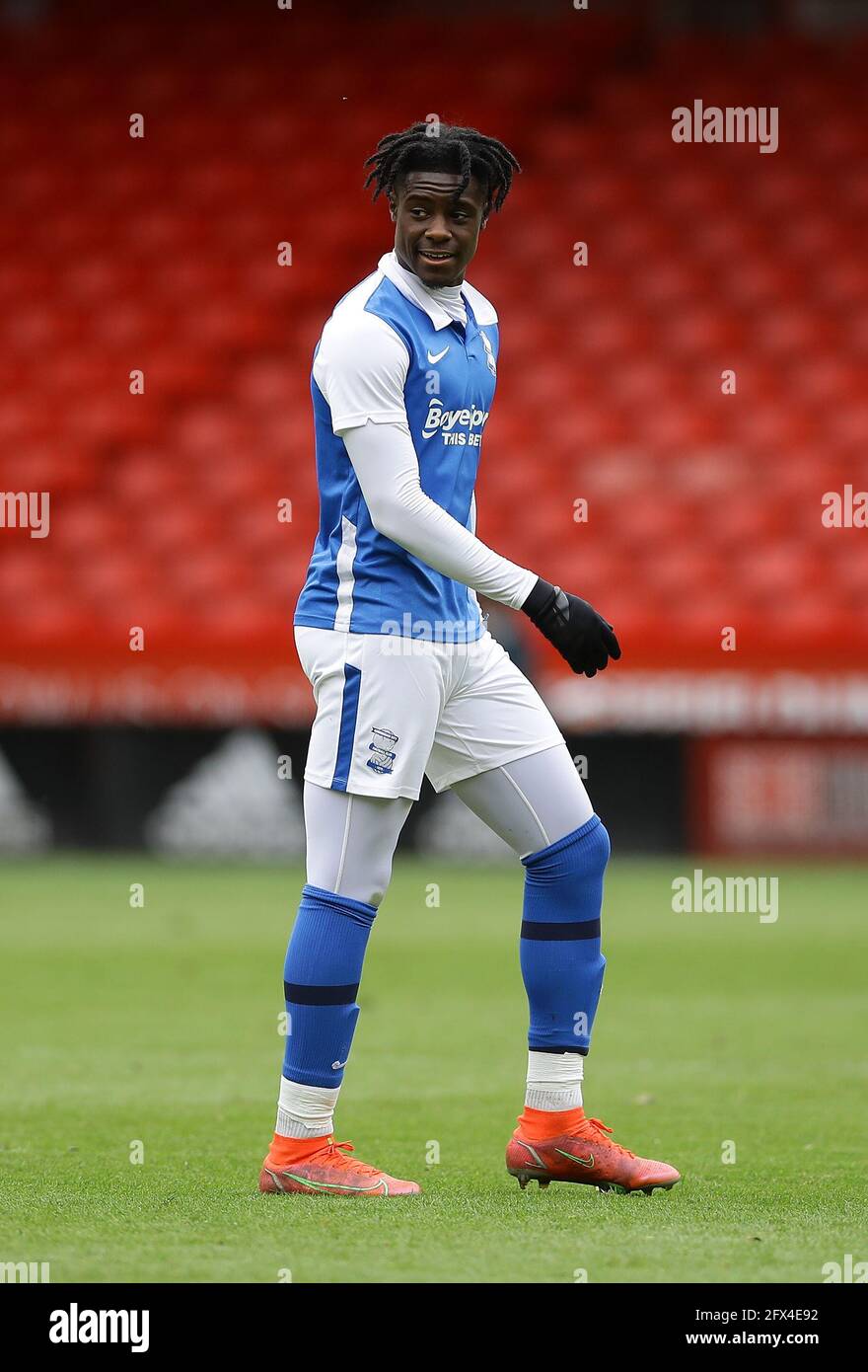 Sheffield, Inghilterra, 24 maggio 2021. Jayden Reid di Birmingham City durante la partita della Professional Development League a Bramall Lane, Sheffield. L'immagine di credito dovrebbe essere: David Klein / Sportimage Foto Stock