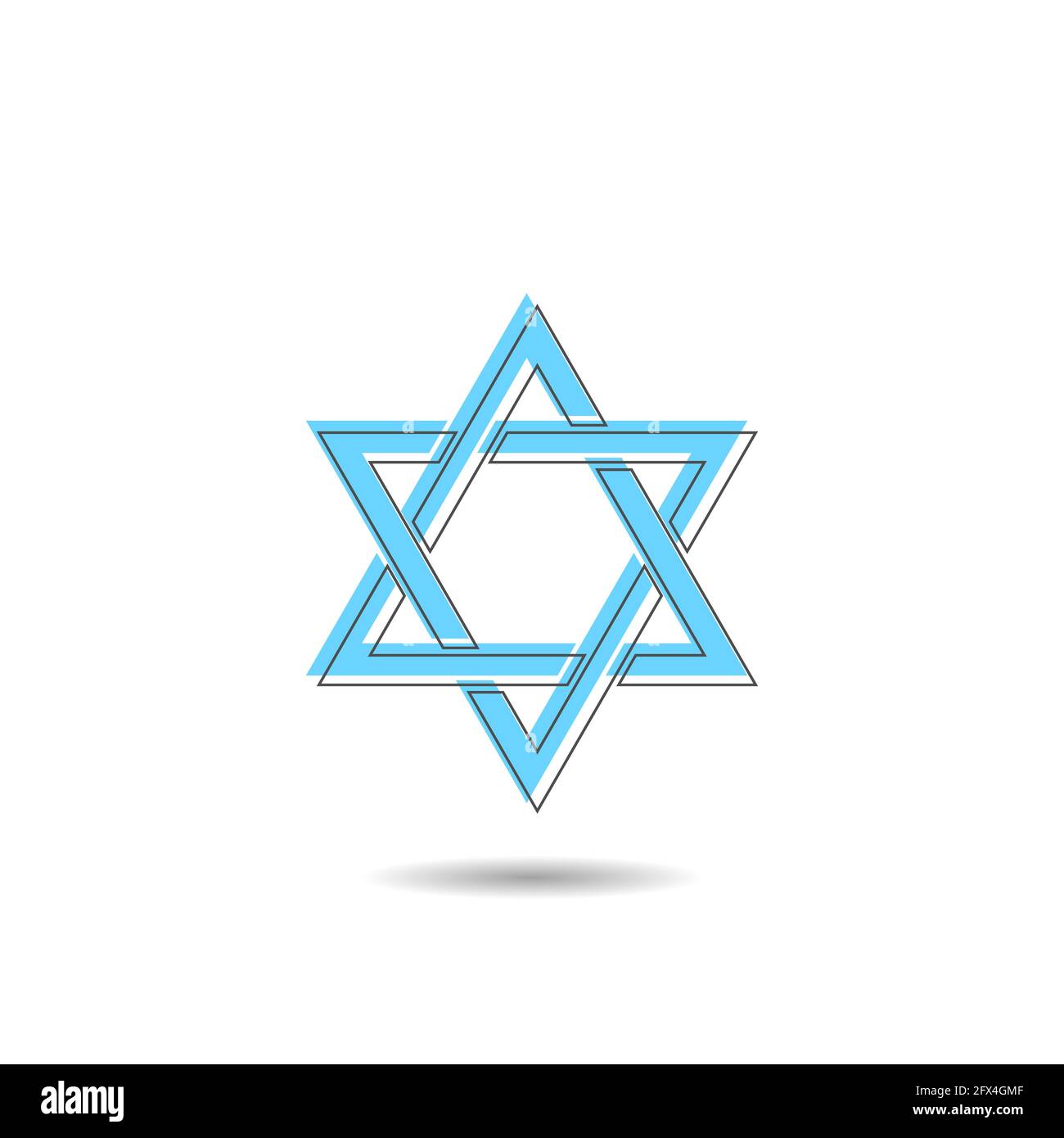 Israele o il logo del Giudaismo con il segno di Davide. Stella giudaica, segno esagramma, religioso Illustrazione Vettoriale