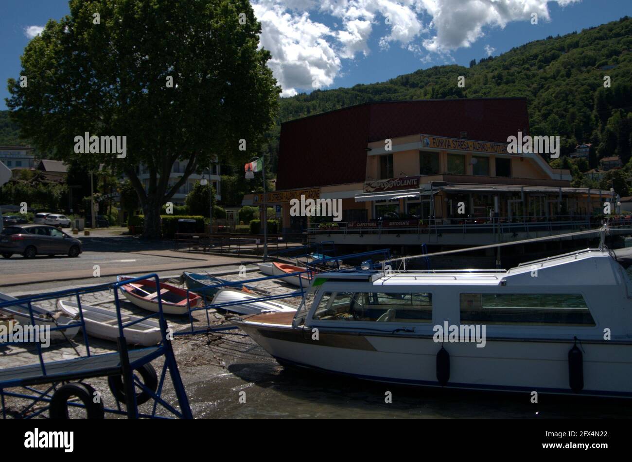 Taxi Ferrovia Stresa-Mottarone / Occidentale funivia Stresa-Mottarone. Lago maggiore, Italia Foto Stock