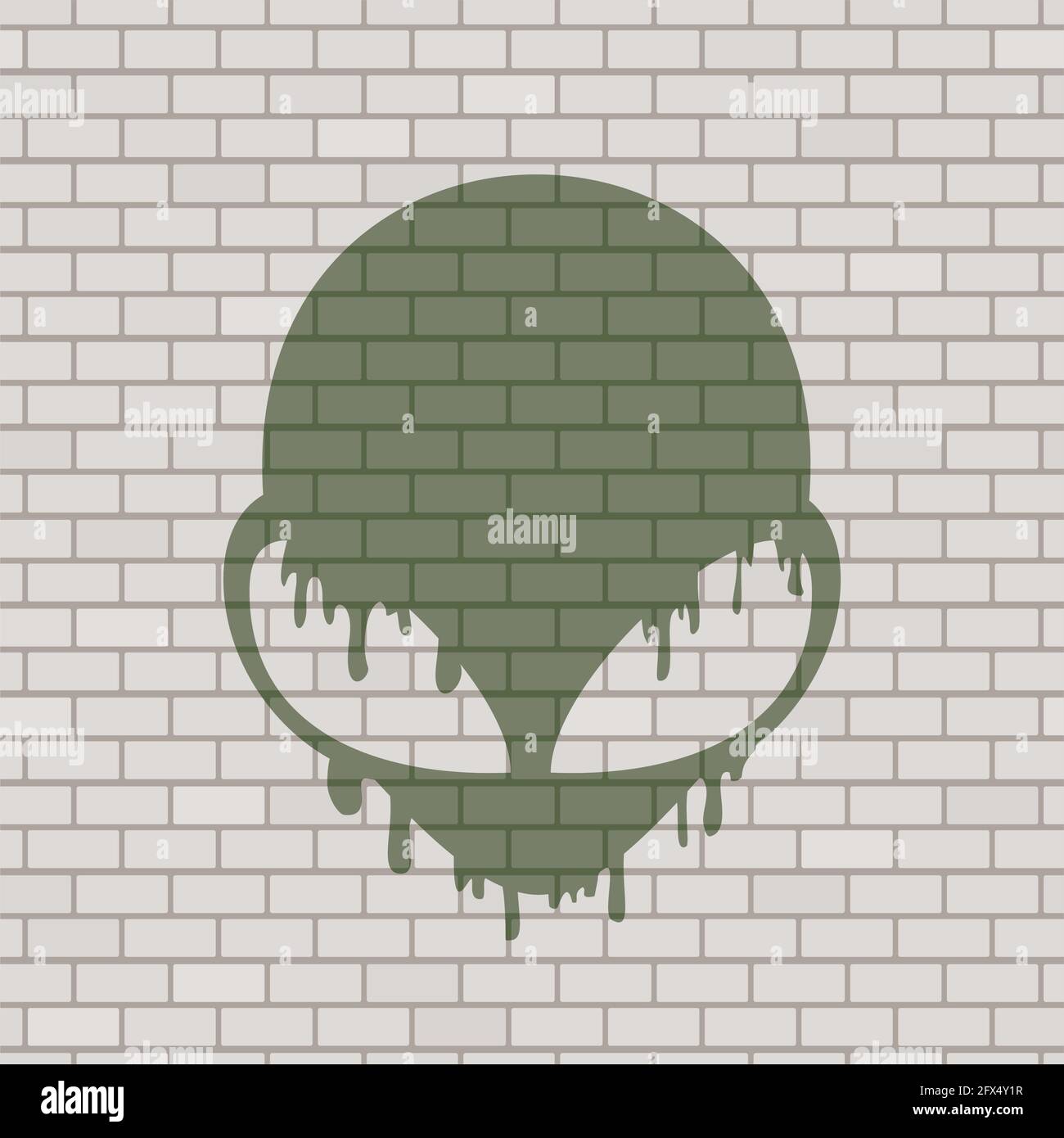 Immagine faccia aliena in muro di mattoni Illustrazione Vettoriale