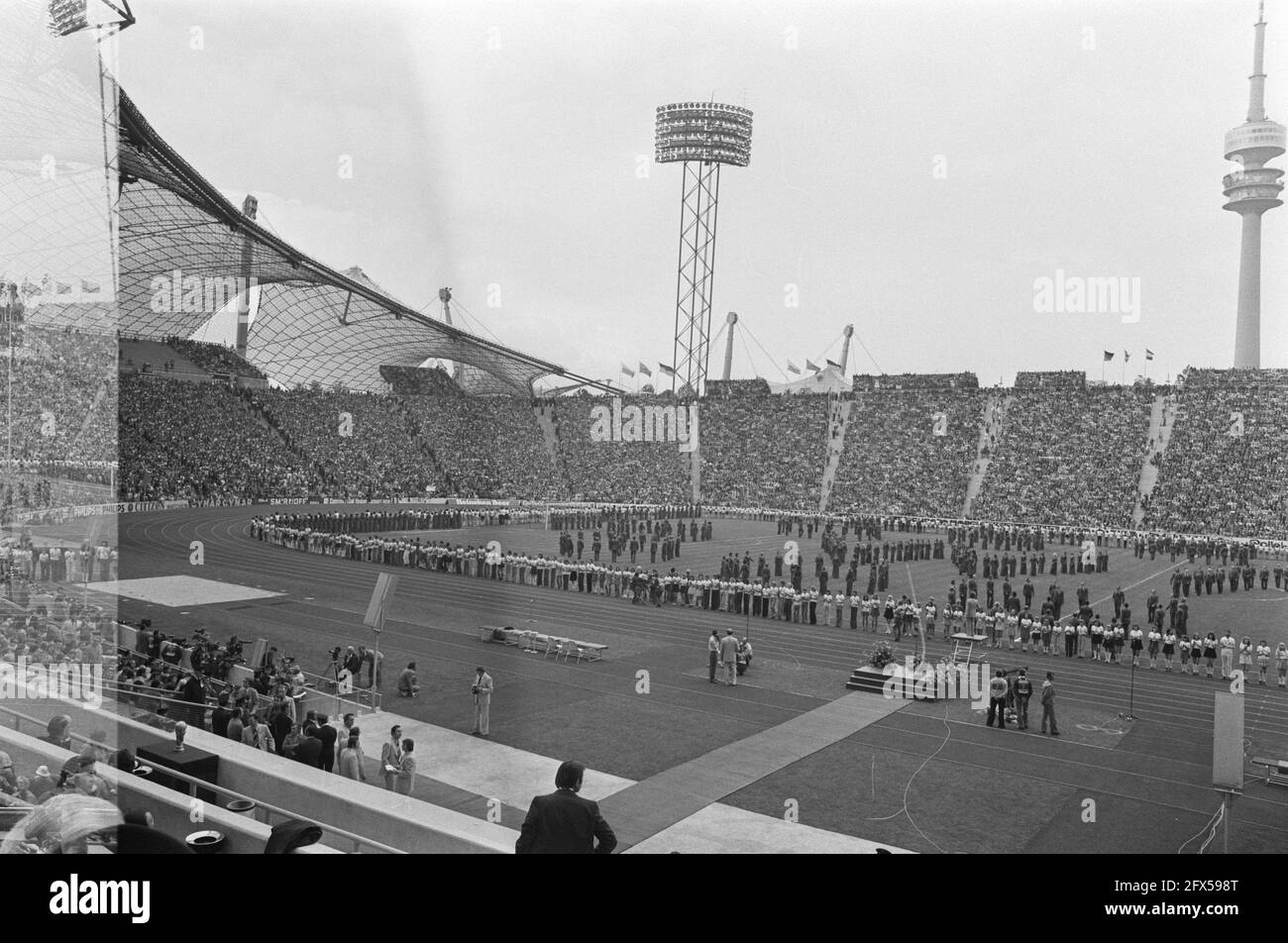 Finale della Coppa del mondo 1974 a Monaco di Baviera, Germania occidentale contro Paesi Bassi 2-1; cerimonia di chiusura, 7 luglio 1974, finali, Sport, calcio, campionati del mondo, Paesi Bassi, foto agenzia stampa del XX secolo, notizie da ricordare, documentario, fotografia storica 1945-1990, storie visive, Storia umana del XX secolo, che cattura momenti nel tempo Foto Stock