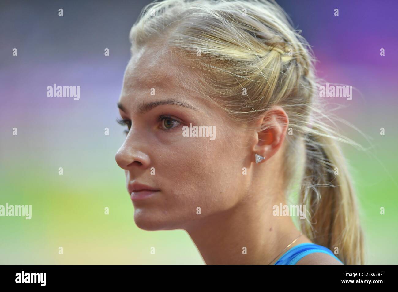 Darya Klishina (Russia, Medaglia d'Argento). Donne di salto lungo, finale. Campionato del mondo di atletica IAAF. Londra 2017 Foto Stock