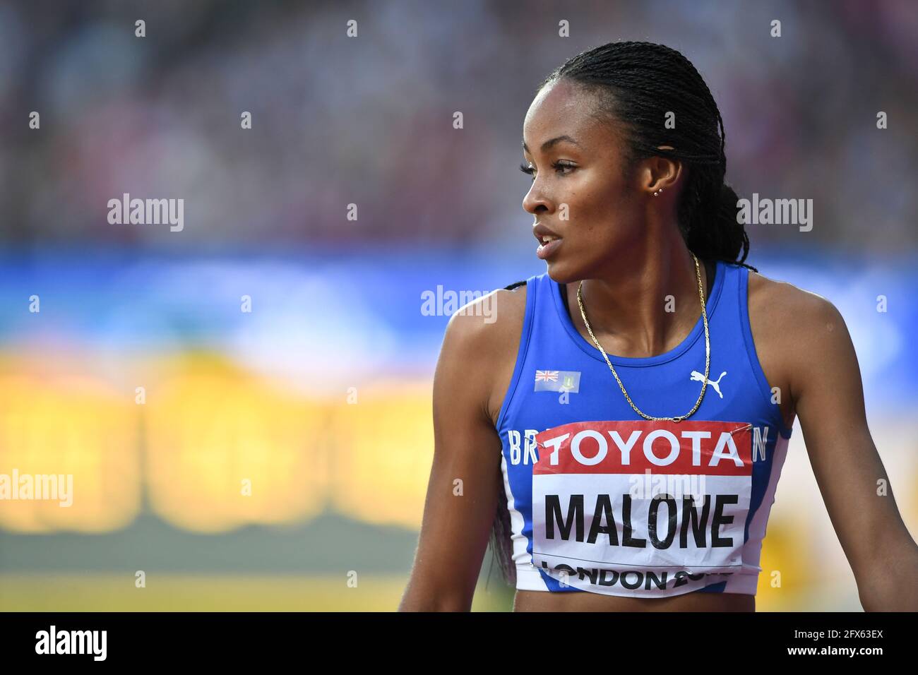 Chantel Malone (Isole Vergini britanniche). Donne di salto lungo, finale. Campionato del mondo di atletica IAAF. Londra 2017 Foto Stock